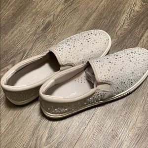 Sparkly Silver Gianni Bini Slip On Shoe - Gray
